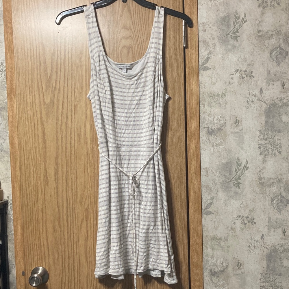 41 Hawthorn Gray Yellow and White Striped Mini Dress Size 1X